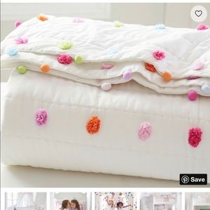 Pottery Barn Kids Bright Pom Pom Quilt and Shams